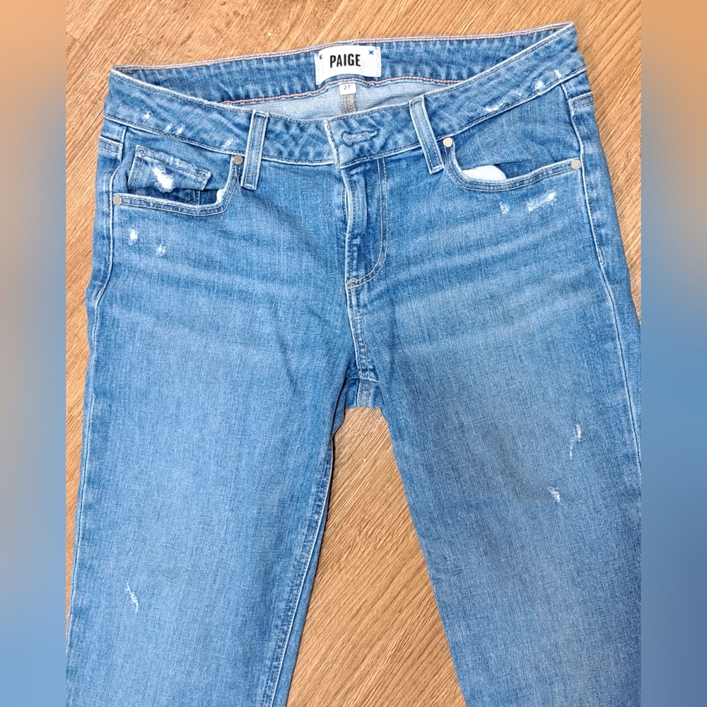 PAIGE Sloane Low Rise Distressed Denim Misses Jeans Size 27 - Picture 5 of 10